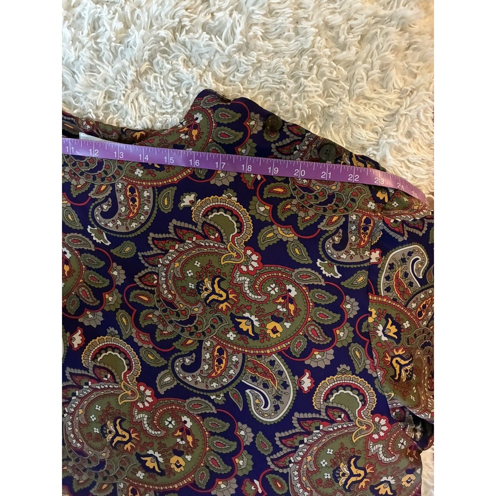 CHAUS Womens Size 20W/34 Button Blouse Purple Green Paisley Short Sleeve - Picture 14 of 16